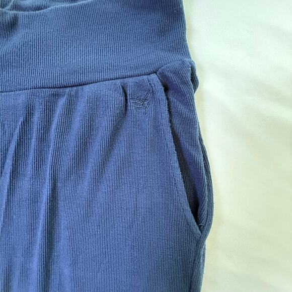 Cozy Earth Bamboo Rib-Knit Wide Leg Rib Lounge Pants Navy Blue Size Large - Picture 7 of 7